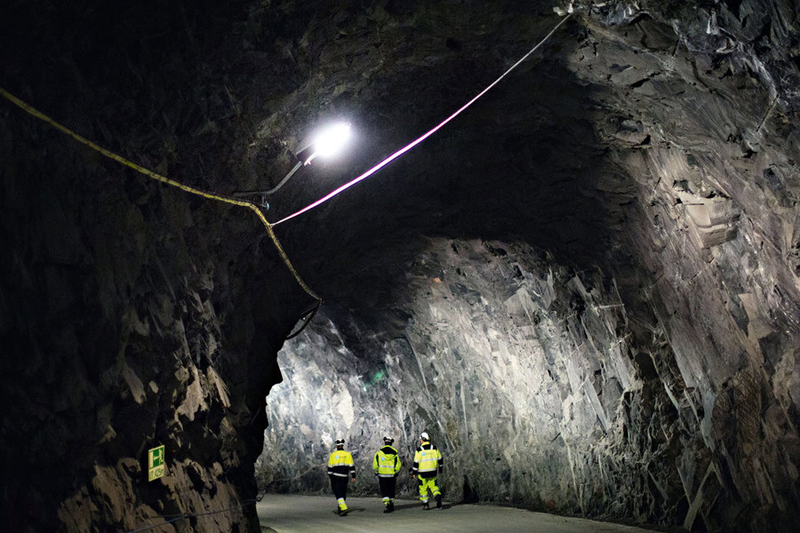Tunnel into Lio power plant, which is located 400 metres inside the mountain